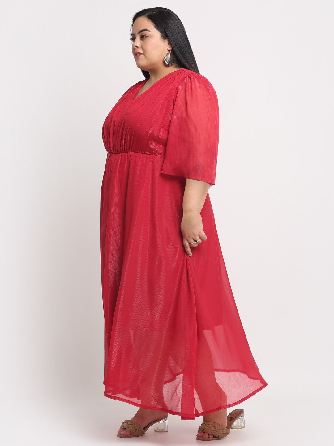 plusS Women Plus Size Red A-Line Dress