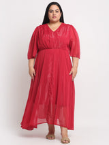 plusS Women Plus Size Red A-Line Dress