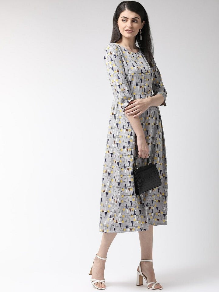 plusS Grey  Yellow A-Line Midi Dress