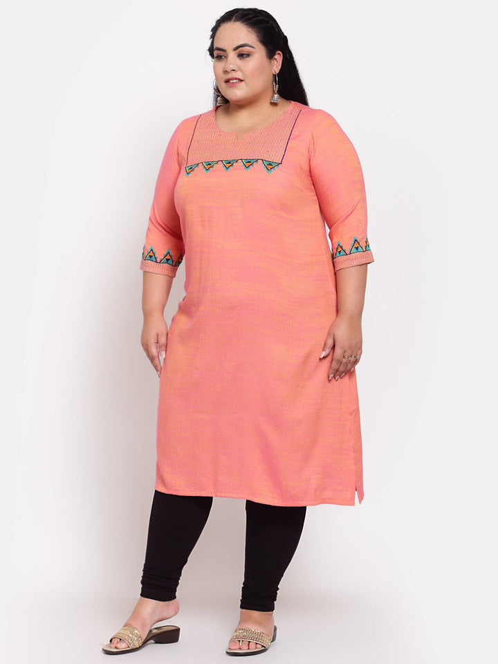 plusS Women Pink Raw Silk Kurta