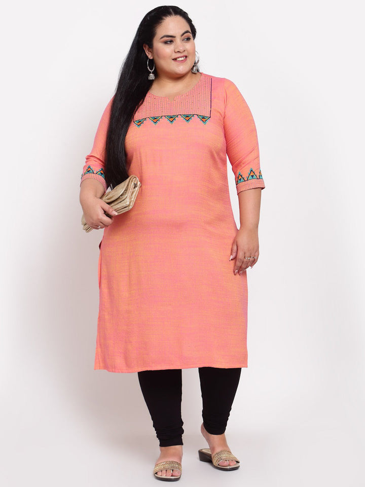 plusS Women Pink Raw Silk Kurta