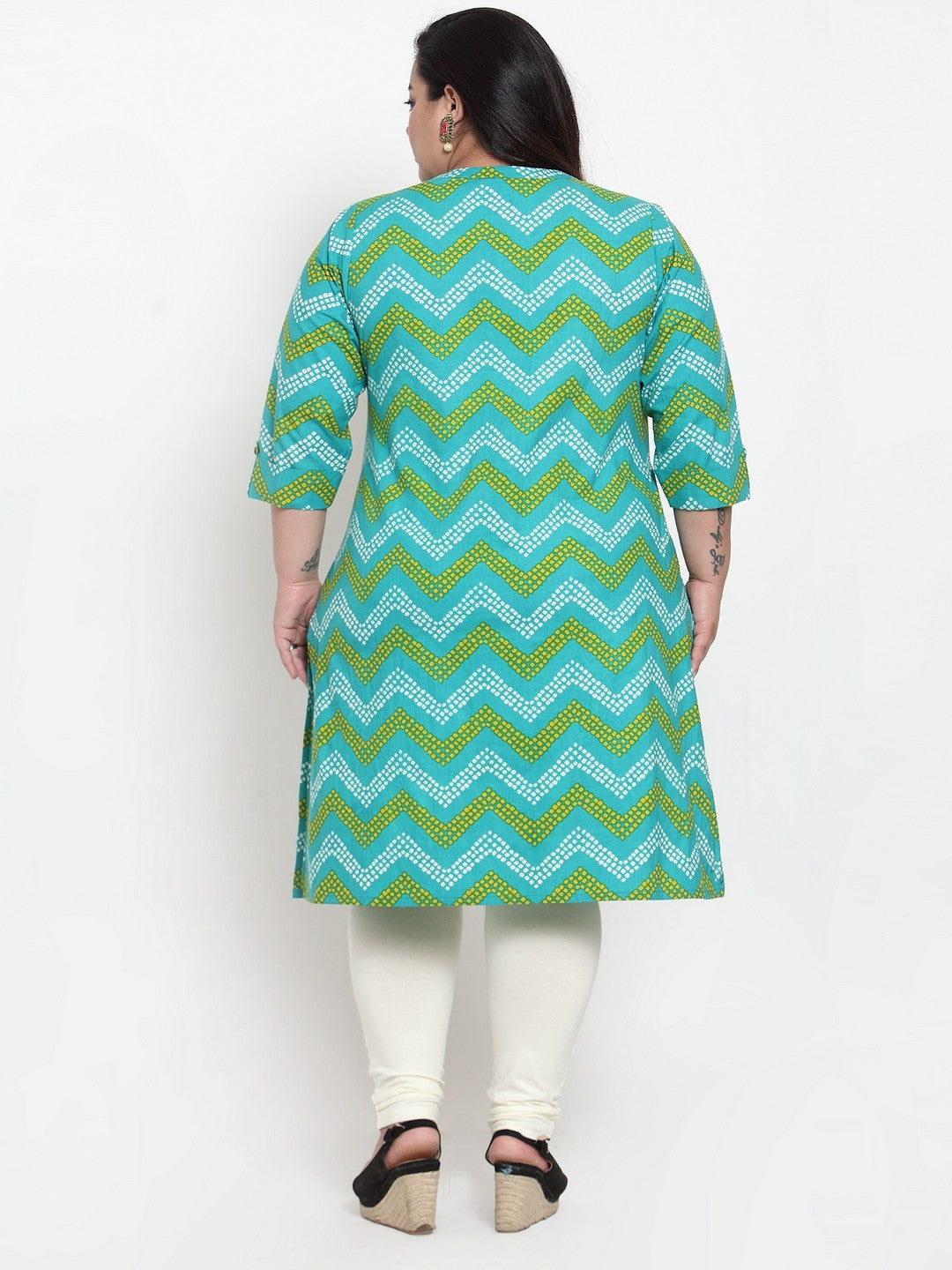 Green Striped Straight Kurta