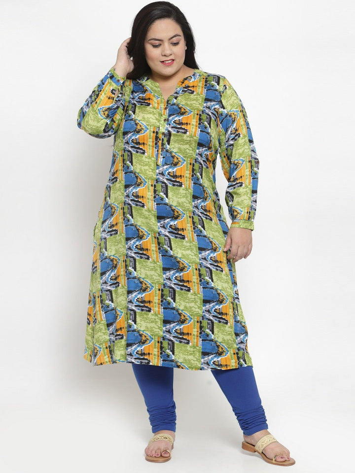 Yellow Printed Straight Kurta