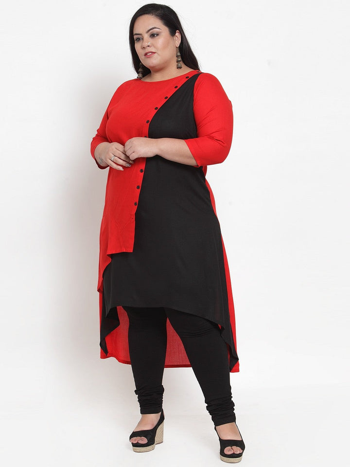 Black Colourblocked A-Line Kurta