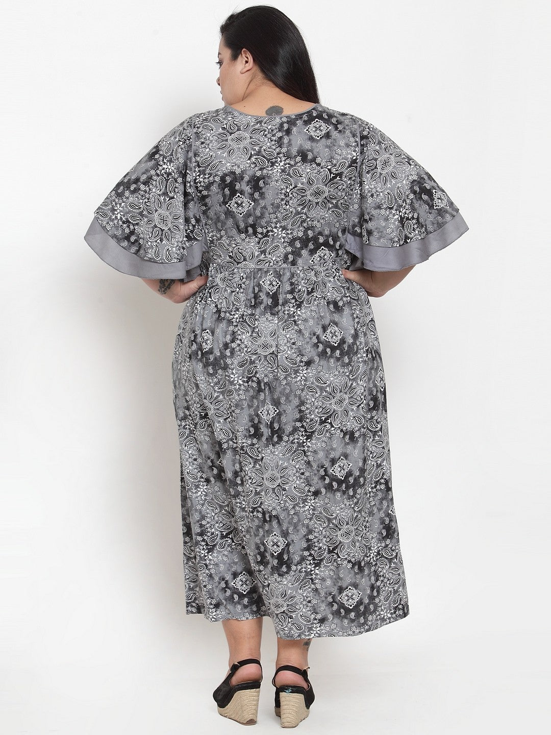 plusS Women Grey Printed A-Line Kurta