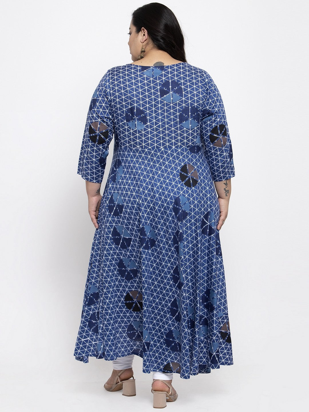 plusS Women Blue  Off-White Printed A-Line Kurta