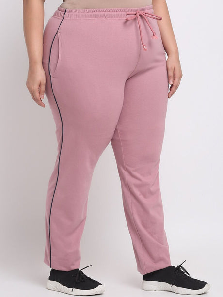 plusS Women Pink Cotton Track Pants