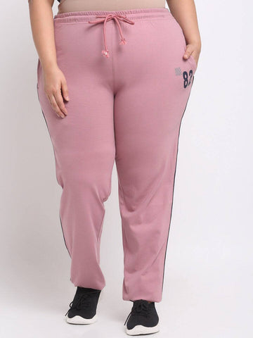 plusS Women Pink Cotton Track Pants