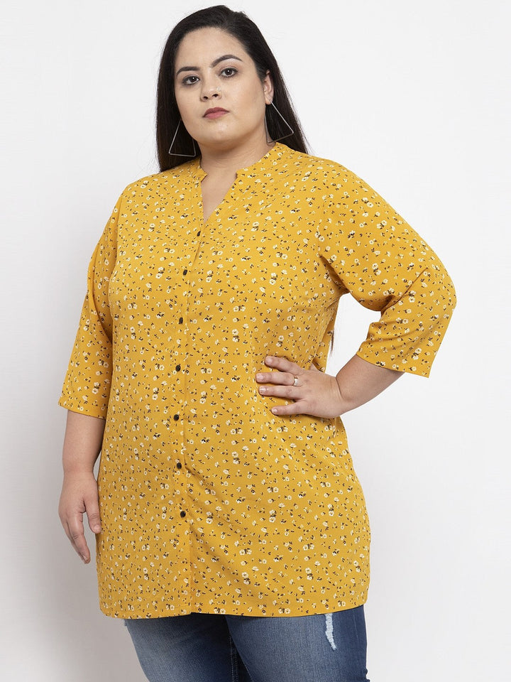 plusS Women Yellow Printed Tunic