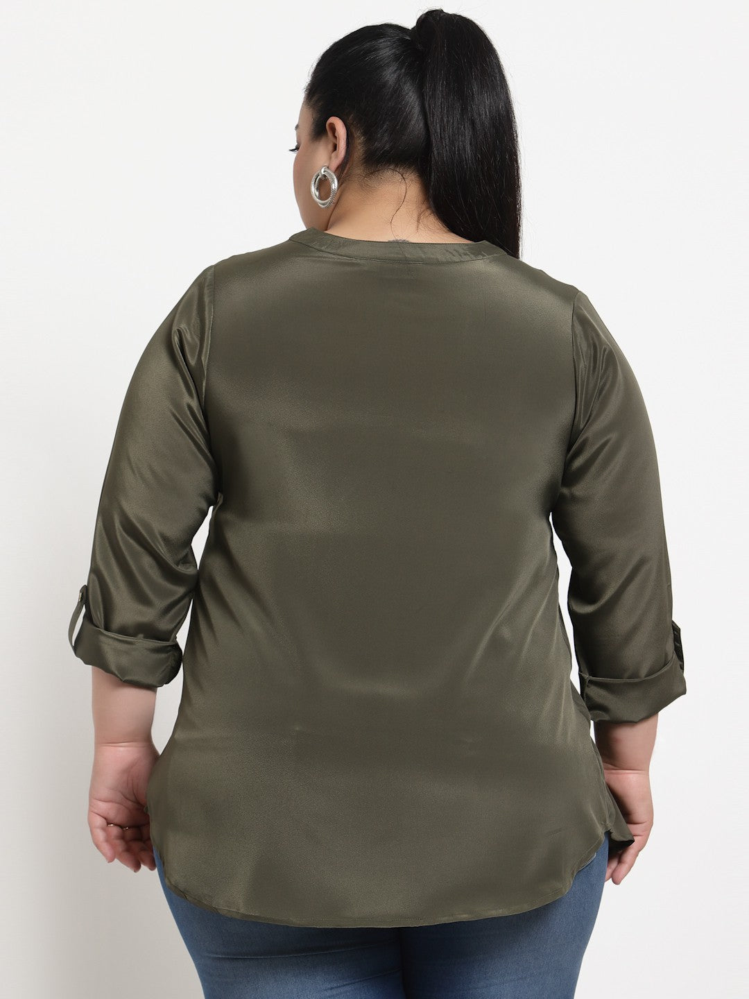 plusS Olive Green Solid Top