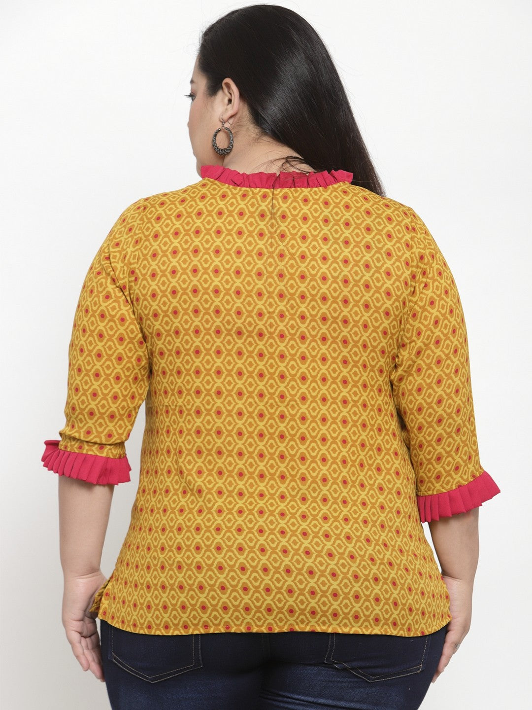 plusS Women Mustard Yellow Printed Top