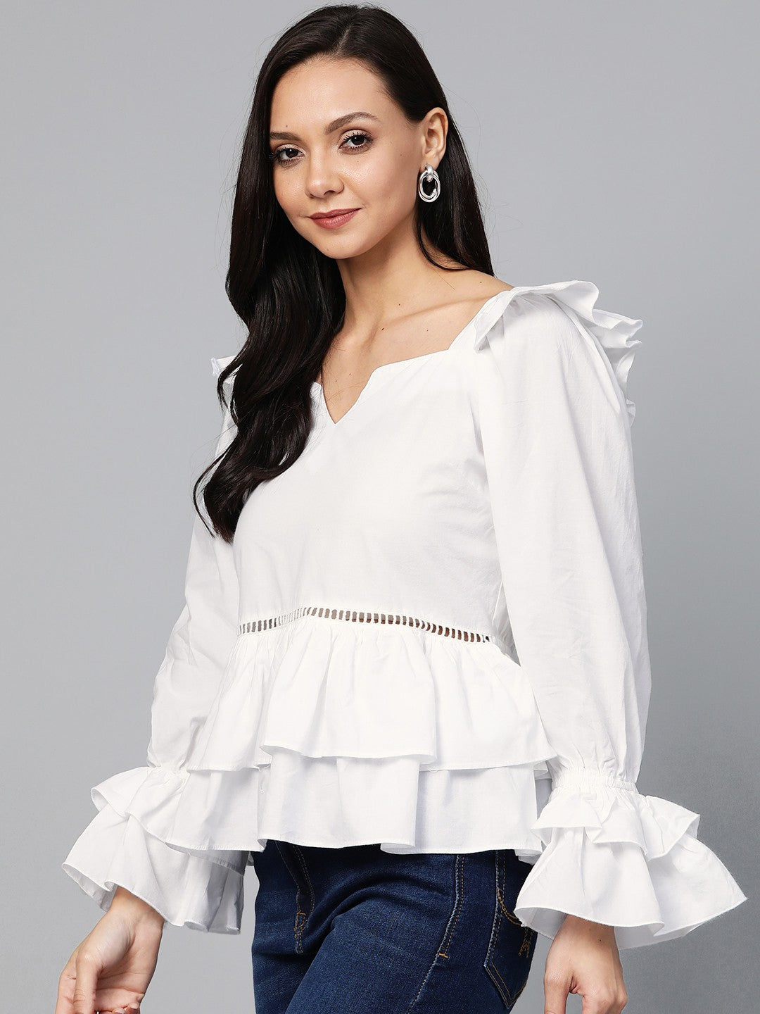 plusS White A-Line Pure Cotton Top