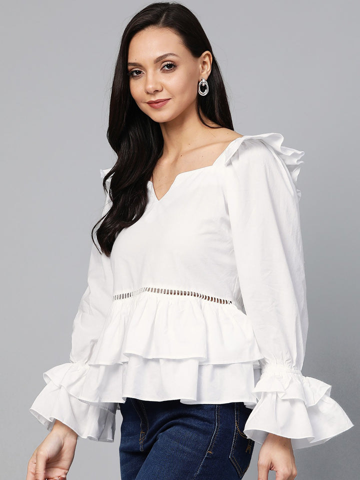 plusS White A-Line Pure Cotton Top