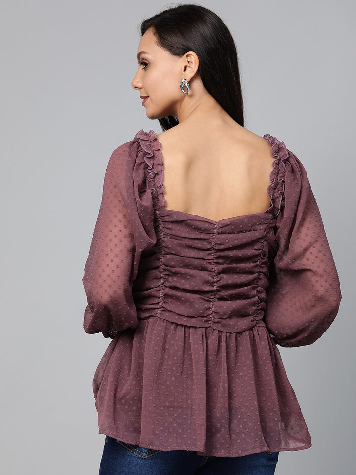 plusS Mauve Dobby Weave A-Line Top