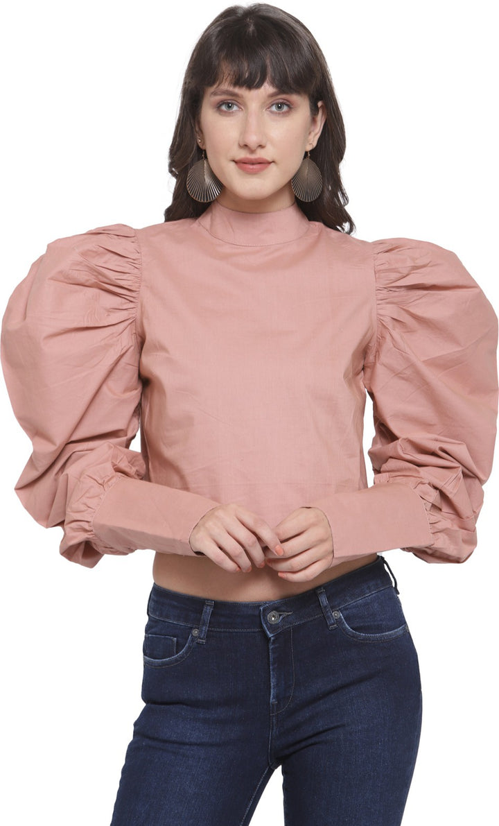 plusS Dusty Pink Power Shoulders Crop Top