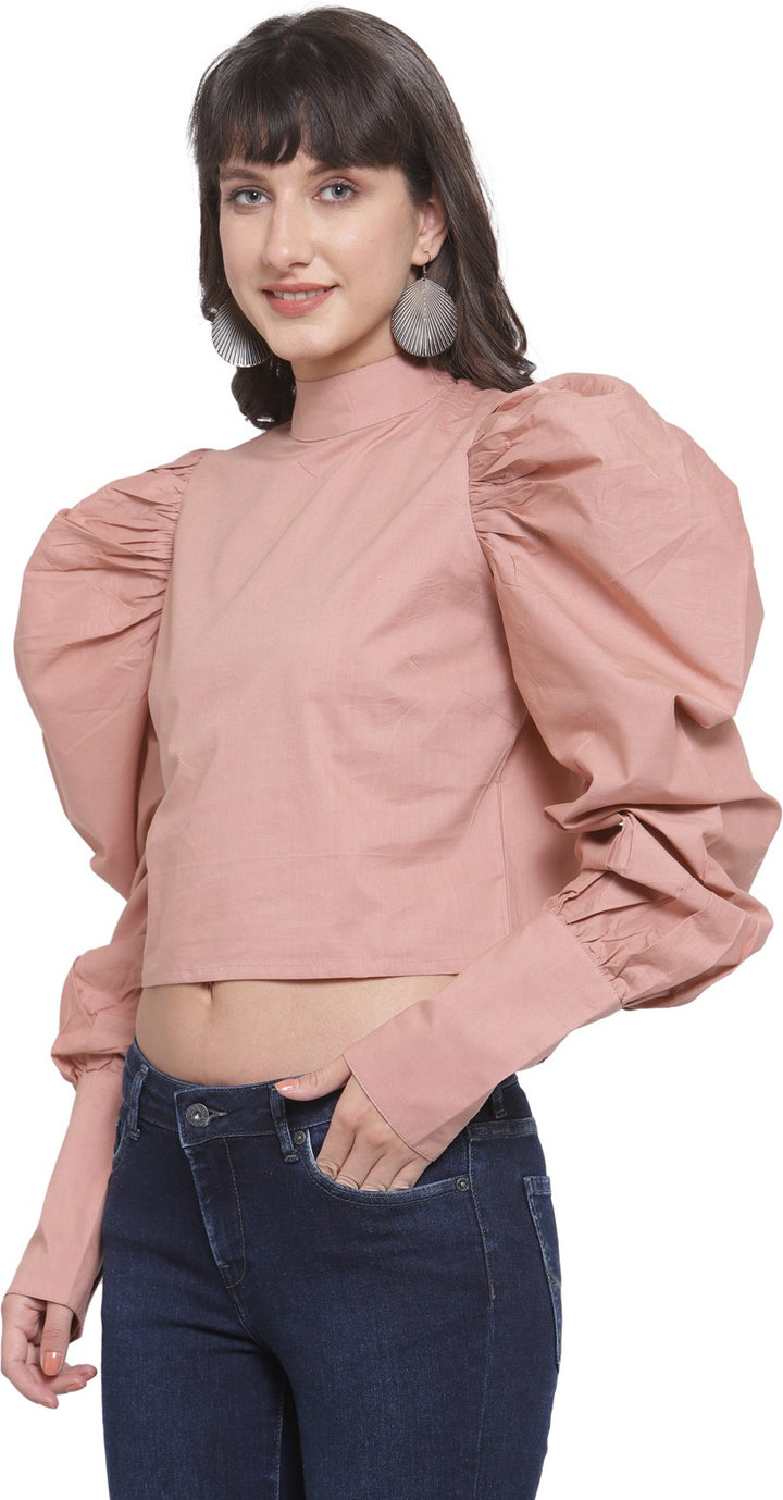 plusS Dusty Pink Power Shoulders Crop Top