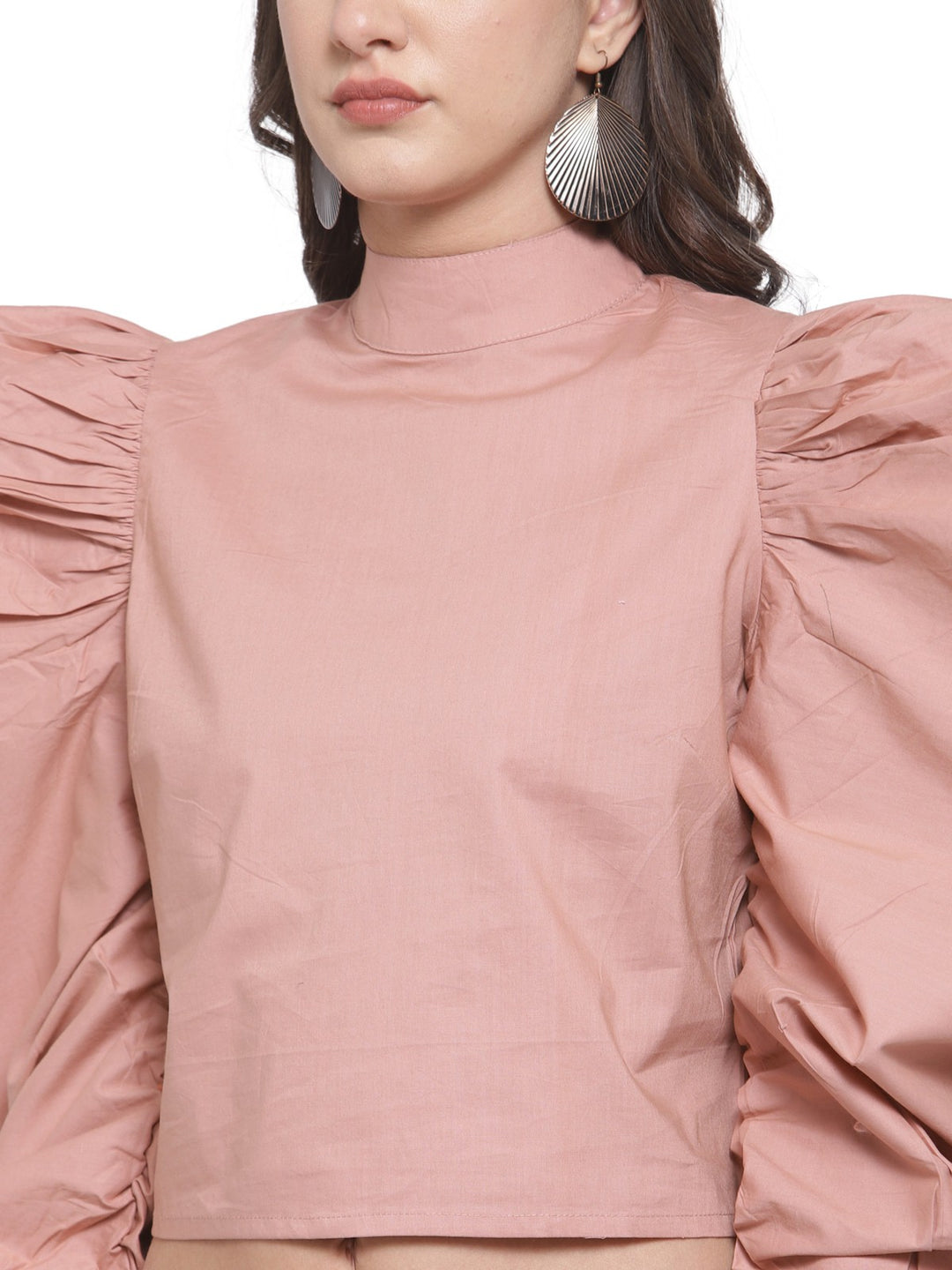 plusS Dusty Pink Power Shoulders Crop Top