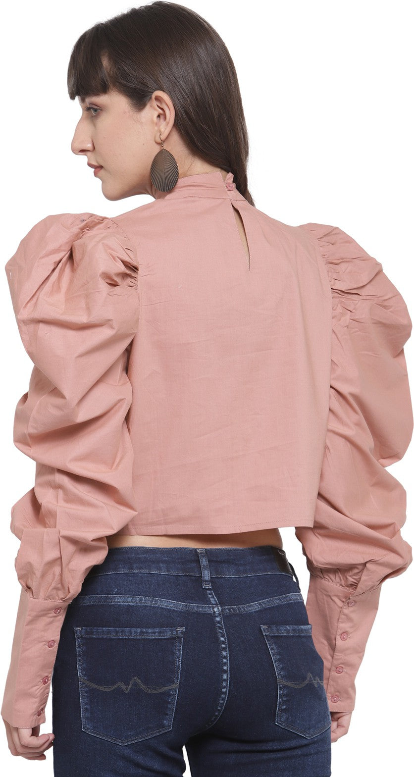 plusS Dusty Pink Power Shoulders Crop Top