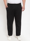 Plus Size Men Black Solid Track Pants