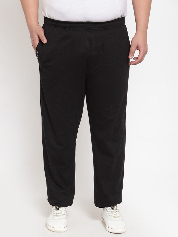 plusS Men Black Solid Track Pants