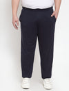 Plus Size Men Navy Blue Solid Track Pants