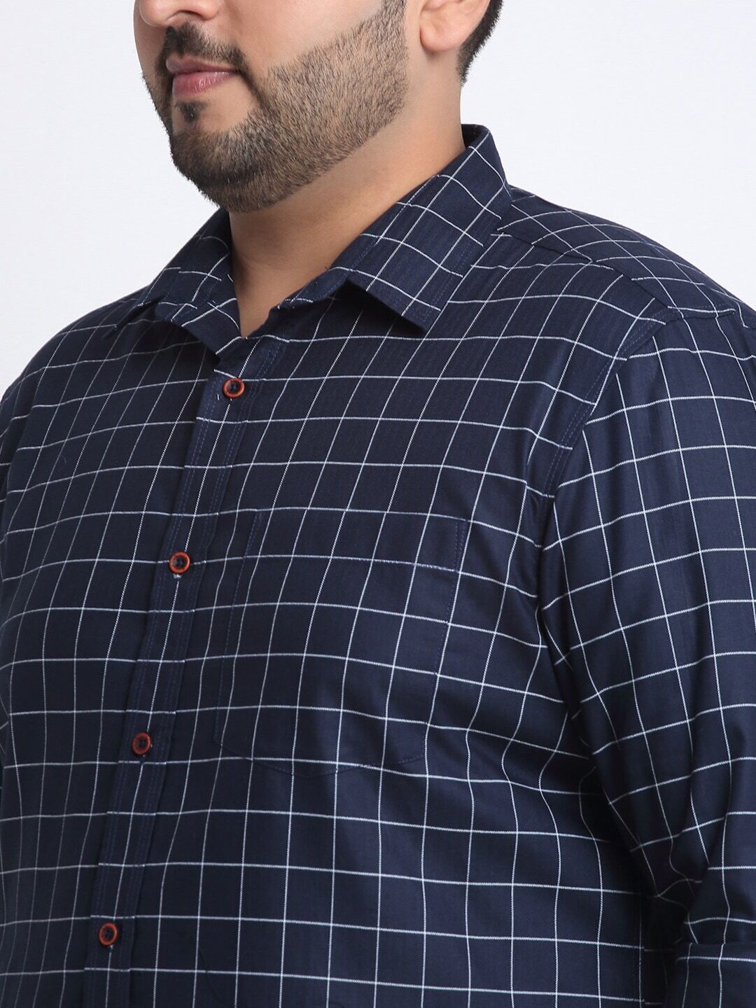 plusS Plus Size Tattersall Checks Cotton Casual Shirt