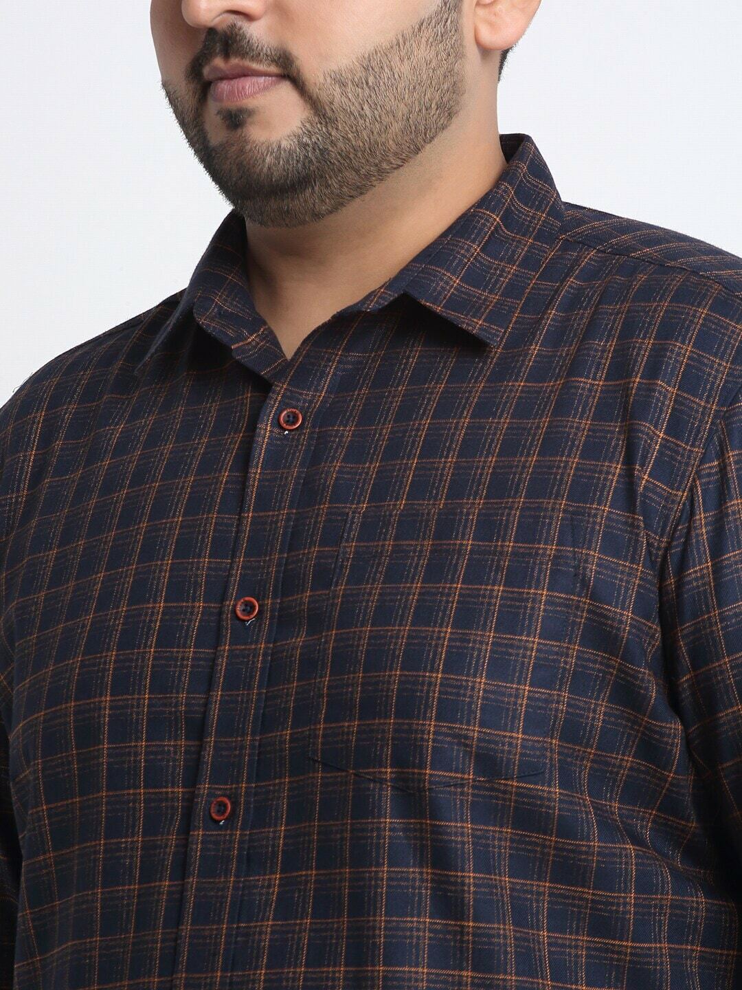Plus Size Men  Tartan Checks Checked Casual Cotton Shirt