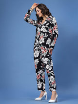 Floral Printed Lapel Collar Shirt & Trousers