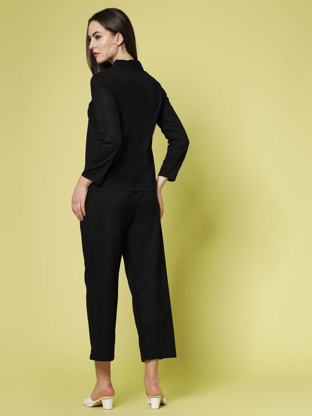 Black Pure Cotton Shirt With Trouser