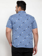 Men Blue Regular Fit Printed Casual Shirt