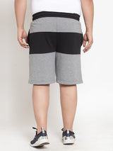 Men Black& Grey Mid-Rise Colourblocked Regular Shorts