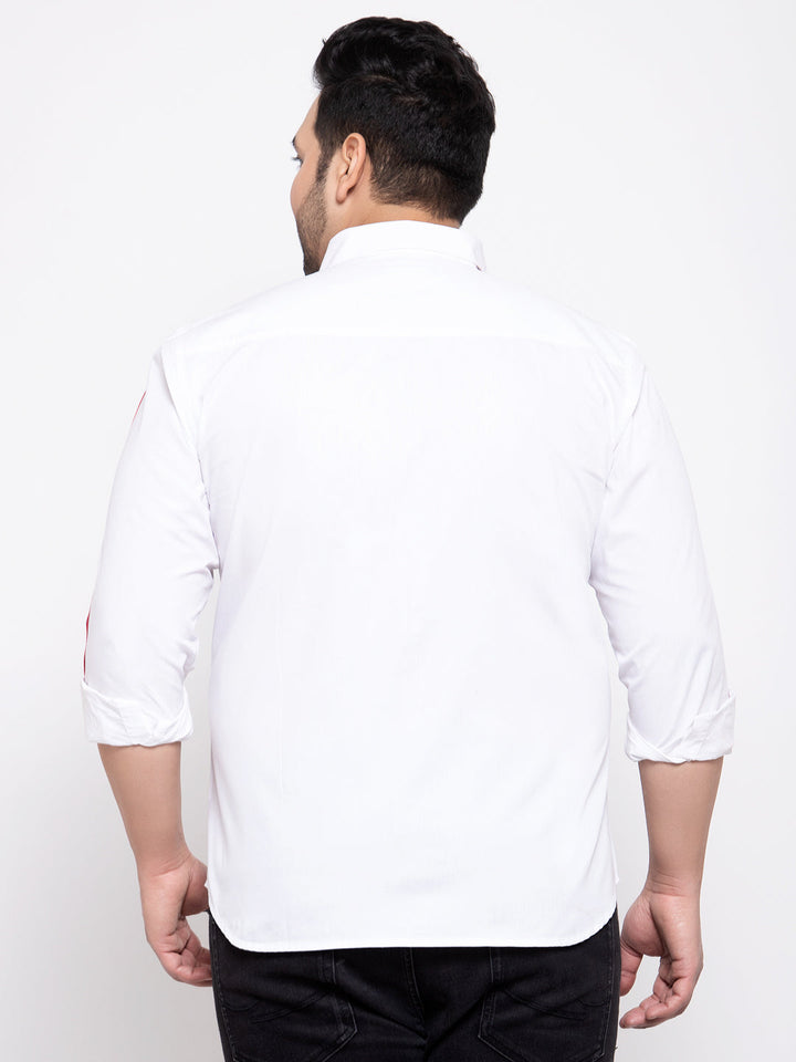 Men White Regular Fit Solid Casual Shirt