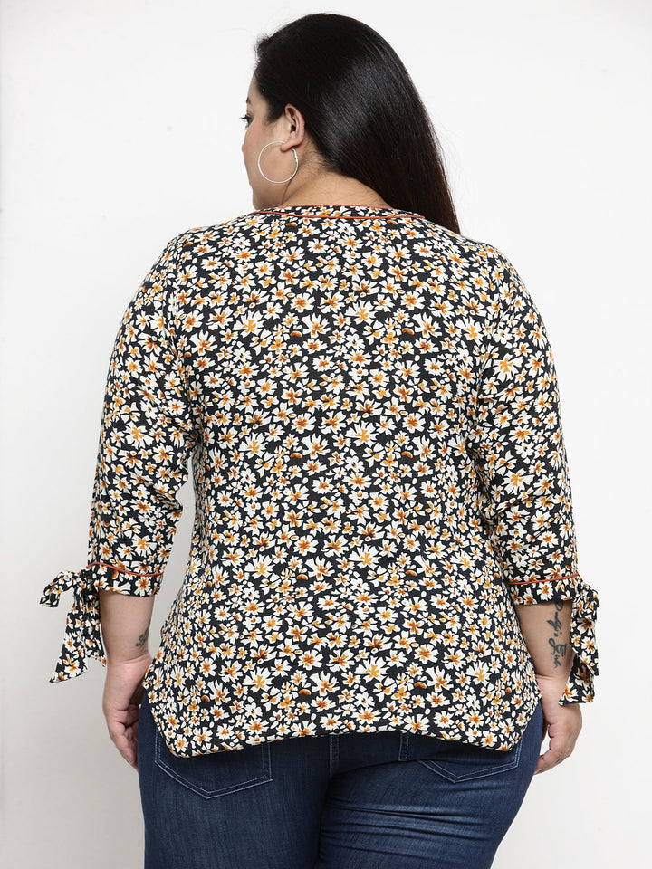 Women Black Printed Shirt Style Top