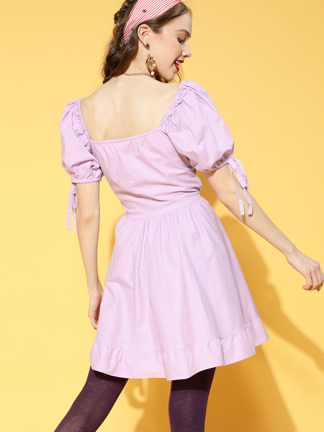 plusS Lavender Solid Ruffled Dress