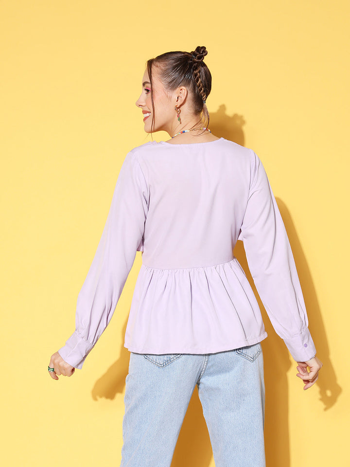 plusS Charming Lavender Solid Once Upon a Sleeve Top