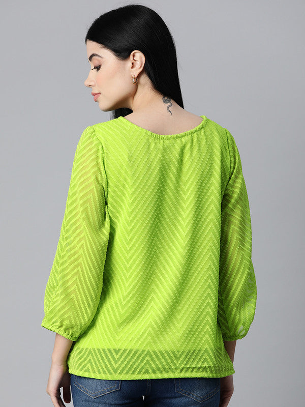 plusS Fluorescent Green Self Design Top