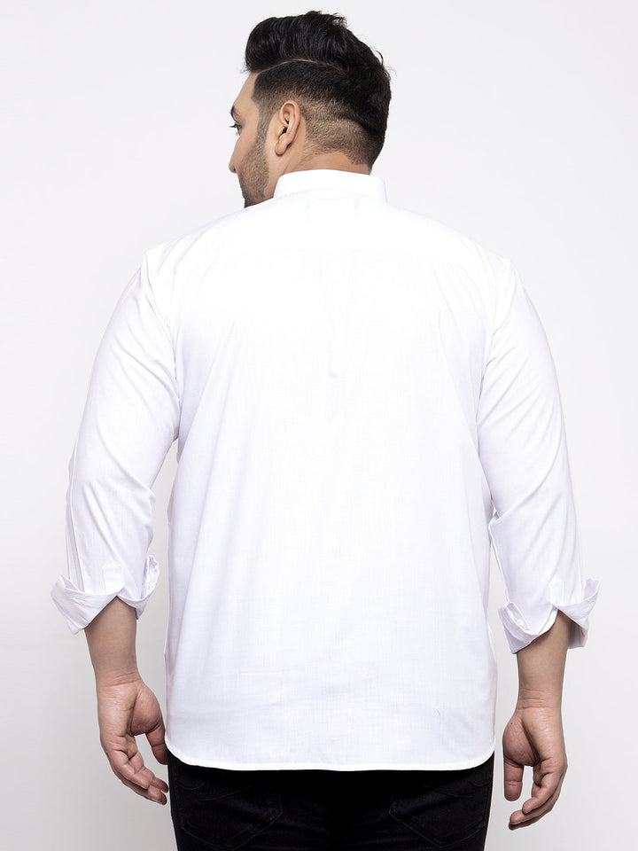 plusS Plus Size Men White Casual Shirt