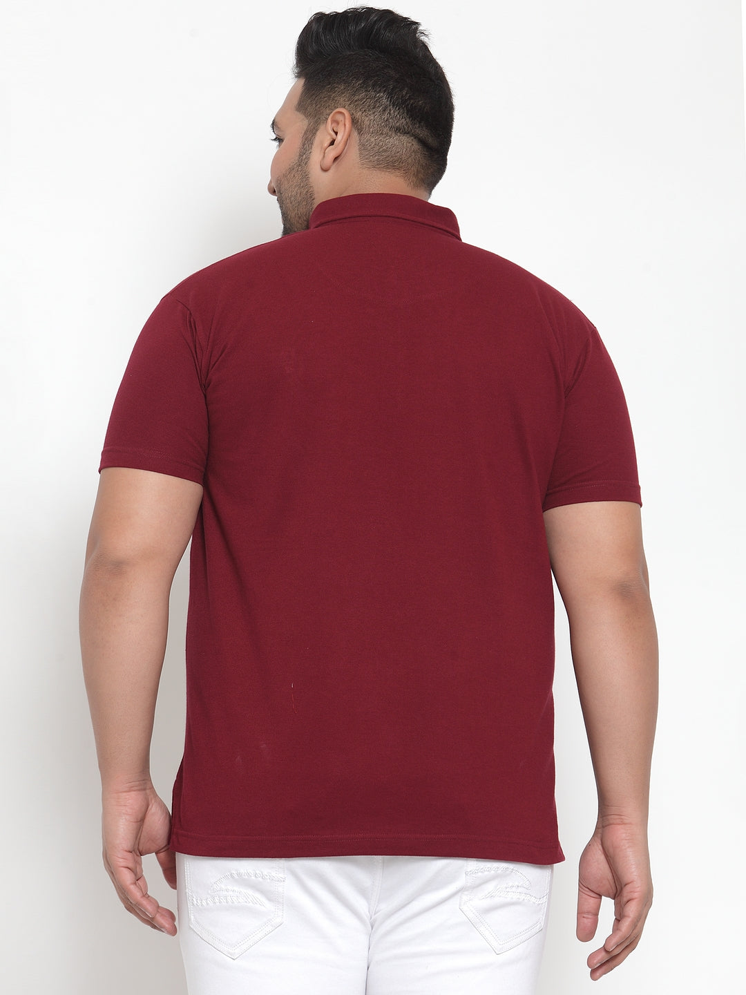 plusS Men Maroon Polo Collar Plus Size T-shirt