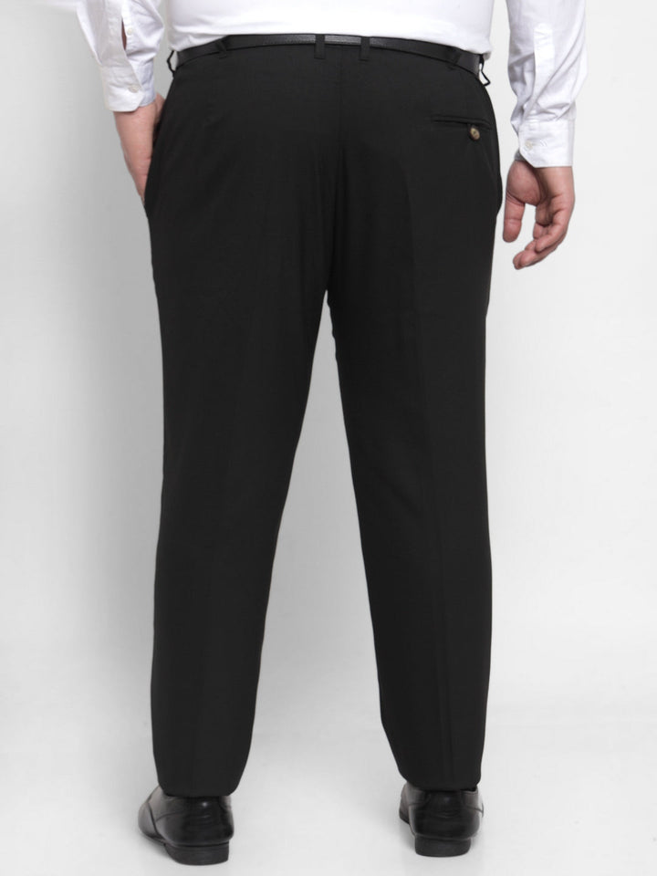 Men Black Regular Fit Solid Formal Trousers