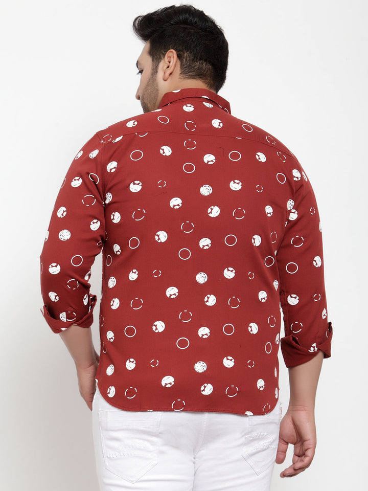 Men Maroon Regular Fit Printed Casual Shirt