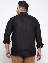 plusS Men Black Plus Size Casual Shirt