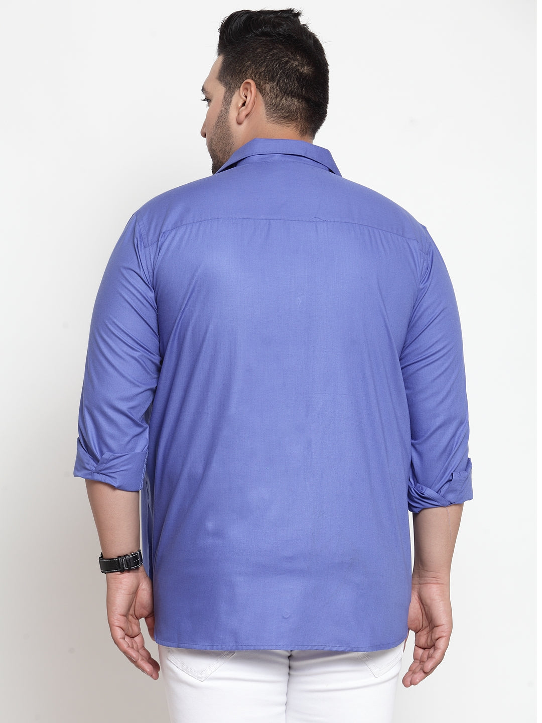 Men Blue Regular Fit Solid Casual Shirt