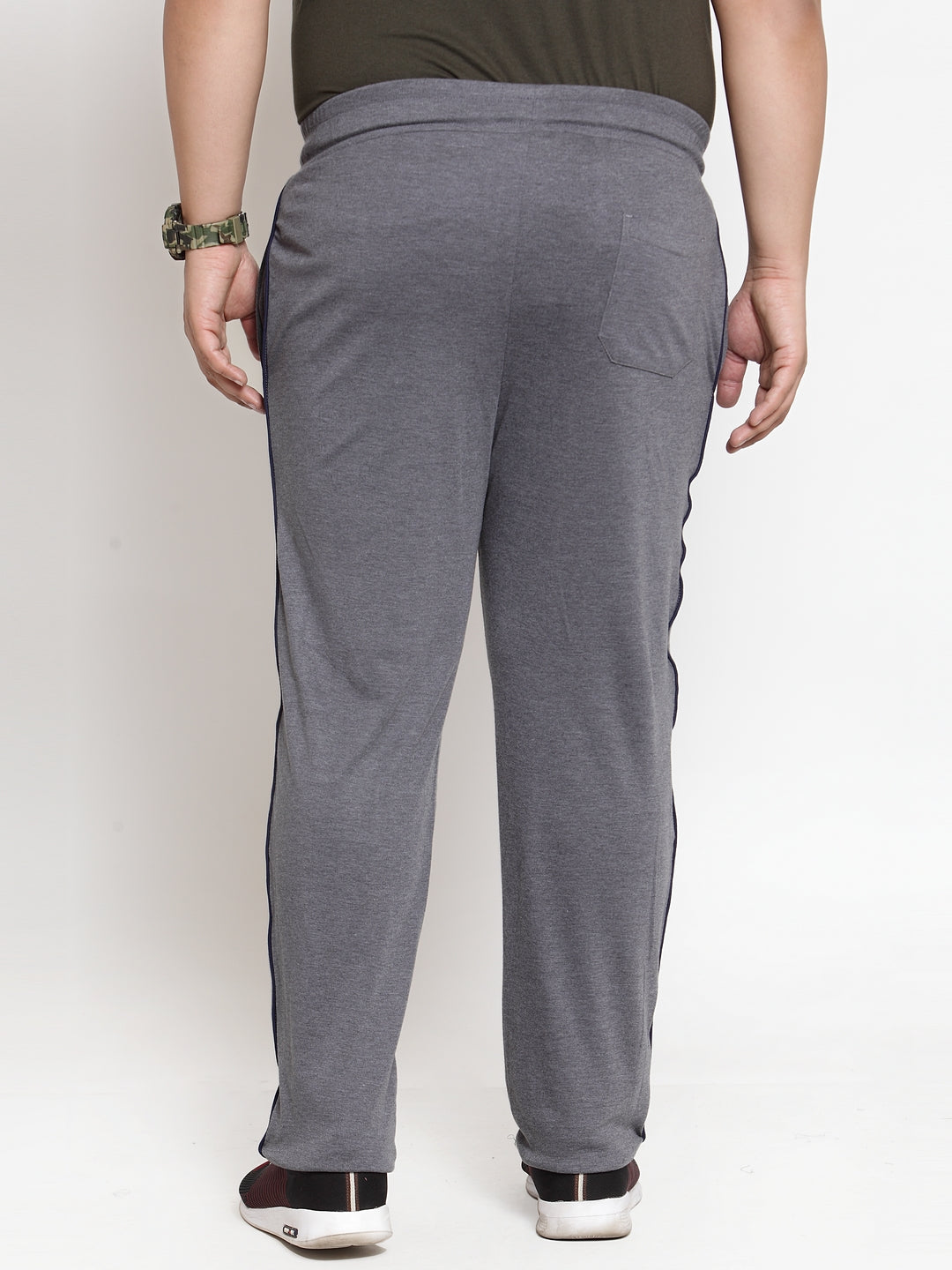 Men Grey Solid Straight-Fit Trackpants
