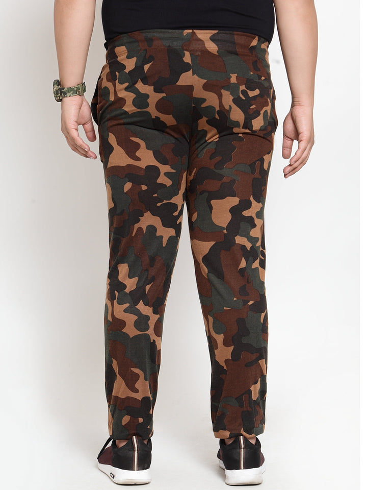 Men Multicoloured Printed Straight-Fit Trackpants