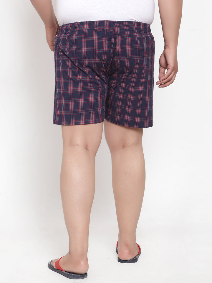 plusS Men Blue  Red Checked Pure Cotton Boxers