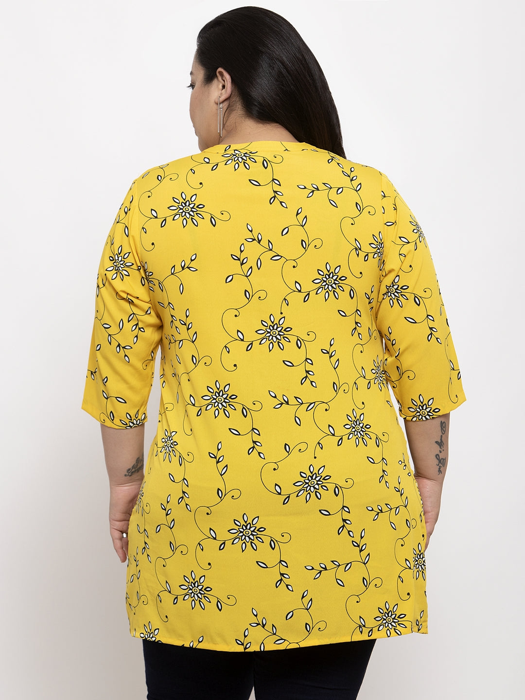 plusS Women Yellow Floral Printed Tunic