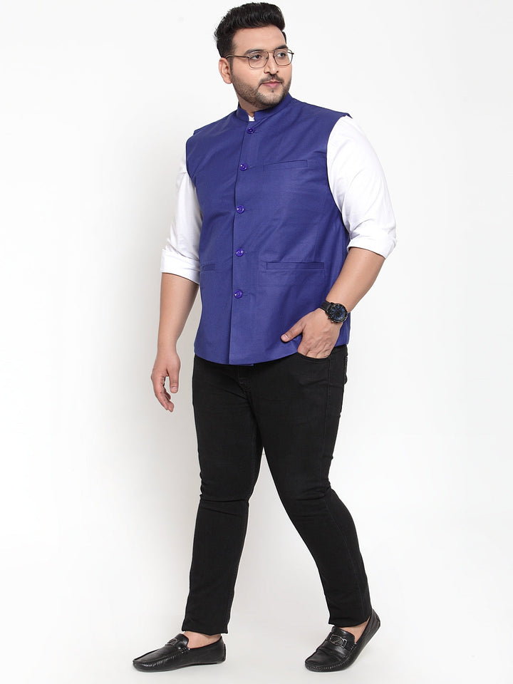 Men Blue Solid Waistcoat