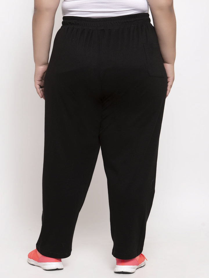 Women Black Solid Straight-Fit Track Pants