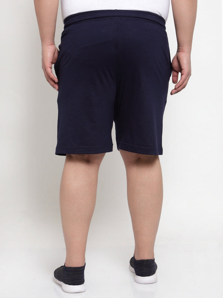 Men Navy Blue Solid Regular Fit Regular Shorts