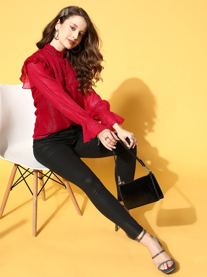 plusS Women Red Casual Shirt